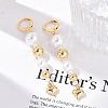 Brass ABS Plastic Pearl Tassel Hoop Earrings EJEW-U040-12G-2