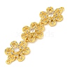 Brass Pave Clear Cubic Zirconia Three Flower Links Connector Charms KK-P277-61G-2