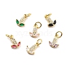 Brass Micro Pave Cubic Zirconia Charms KK-A156-10G-RS-1