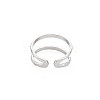 304 Stainless Steel Double Line Open Cuff Ring for Women X-RJEW-S405-200P-2