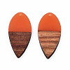 Transparent Resin & Walnut Wood Pendants RESI-N025-031-C07-1