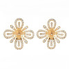 Brass Micro Pave Clear Cubic Zirconia Stud Earrings Findings KK-T062-78G-NF-1
