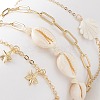 4Pcs 4 Style Natural Shell Beaded Anklets Set AJEW-AN00526-4