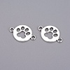 Tibetan Style Flat Round with Dog  Paw Print Alloy Links connectors X-TIBE-Q045-04AS-RS-2