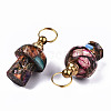 Assembled Synthetic Bronzite and Imperial Jasper Openable Perfume Bottle Pendants G-S366-057D-3