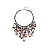 Bohemian Style Round Wood & CCB Beads Tassel Bib Necklaces WGF170D-01-5