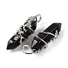 Natural Obsidian Double Terminal Pointed Pendants G-C144-03P-11-2