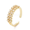 Clear Cubic Zirconia Open Cuff Ring RJEW-E072-10G-1