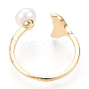 Natural Pearl Open Cuff  Ring with Msilver-Lipped Pearl Oyster PEAR-N022-C10-3