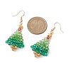 Glass Christmas Tree Dangle Earrings EJEW-JE06154-3