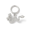 Brass Micro Pave Clear Cubic Zirconia Dragon European Dangle Charms KK-U052-38P-1