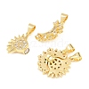 Brass Micro Pave Clear Cubic Zirconia Split Pendants KK-C169-03G-2