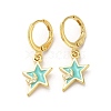 Star & Moon Real 18K Gold Plated Brass Dangle Leverback Earrings EJEW-L268-032G-04-1