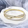 Ion Plating(IP) 304 Stainless Steel Polymer Clay Rhinestone Hinged Bangles for Women BJEW-A011-16G-2