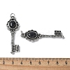 Key Brass Natural Black Agate Big Pendants KK-D361-01AS-15-3