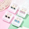 Flower Glass & Polymer Clay Rhinestone Ear Fake Plugs EJEW-H105-32G-2