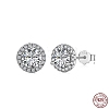 Rhodium Plated 925 Sterling Silver Micro Pave Cubic Zirconia Ear Studs for Women EJEW-P231-61P-1