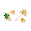Rack Plating Brass Cubic Zirconia Stud Earrings Findings MAK-I684-11G-04-RS-2