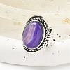 Natural Banded Agate Adjustable Rings RJEW-I108-01AS-16-2