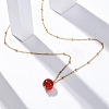 Natural Carnelian(Dyed & Heated) Round Pendant Necklaces NJEW-U026-20G-3