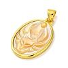 Natural Yellow Shell Carved Nine Tailed Fox Pendants KK-D537-08G-01-2