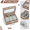 3-Slot Wooden Watch Display Cases with Glass Window Lid and Velvet Pillow Inside CON-WH0043-306B-2