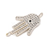 Rack Plating Brass Micro Pave Clear Cubic Zirconia Religion Hamsa Hand Connector Charms KK-Z070-11P-2