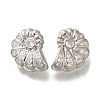 Rack Plating Shell Shape Brass Micro Pave Clear Cubic Zirconia Stud Earrings EJEW-H143-27P-4