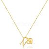 Brass Initial and Heart Pendant Necklaces for Women FS-WG01F32-14-1