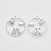 Brass Micro Pave Clear Cubic Zirconia Pendants ZIRC-T011-28P-NF-2