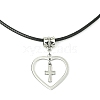 304 Stainless Steel Tiny Cross & 201 Stainless Steel Heart Pendant Necklaces NJEW-JN04556-1