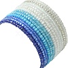 Blue Color Palette Glass Seed Beaded Stretch Bracelet Sets BJEW-MZ00101-5