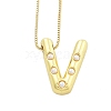 Brass & Plastic Pearl Letter Pendant Box Chain Necklaces for Women NJEW-U017-01G-22-1