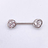 304 Stainless Steel Clear Cubic Zirconia Nipple Bar WG994A5-19-1