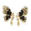 Brass Micro Pave Clear Cubic Zirconia & Quartz Stud Earring Findings KK-K388-17G-1