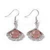 Gemstone Ginkgo Leaf Dangle Earrings with Crystal Rhinestone EJEW-A092-03P-3