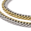 Two Tone PVD Vacuum Plating 201 Stainless Steel Cuban Link Chain Necklace with 304 Stainless Steel Clasps for Men Women NJEW-M194-01B-GP-2