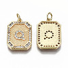 Brass Micro Pave Clear Cubic Zirconia Pendants KK-S356-234Q-G-NF-2