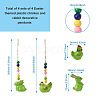 Crafans 4Pcs 4 Style Easter Theme Plastic Hen & Rabbit Pendant Decorations HJEW-CF0001-16B-3