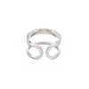 Non-Tarnish 304 Stainless Steel Double Line Open Cuff Ring for Women RJEW-S405-189P-2