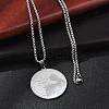 304 Stainless Steel Flat Round with Boy Pendant Box Chain Necklaces for Women Men NJEW-R013-05P-3