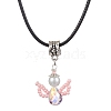 Glass Seed Beads & Glass Pearl Angel Pendant Necklaces NJEW-MZ00056-04-1