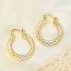 Brass Two Tone Hoop Earrings EJEW-B117-06C-M-3