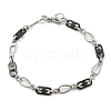 Two Tone 304 Stainless Steel Teardrop & Oval Link Chain Bracelet BJEW-B078-39BP-1