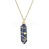 Natural Mixed Gemstone Faceted Bullet Shape Copper Wire Star Wrapped Pendant Necklaces NJEW-JN05024-01-4