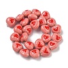Heart Pattern Handmade Porcelain Enamel Beads PORC-G016-03L-2