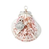 3Pcs Silver Copper Wire Wrapped Natural Scallop Shell Pendants PALLOY-TA00186-2