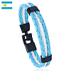 Flag Color Imitation Leather Triple Line Cord Bracelet with Alloy Clasp GUQI-PW0001-087A-1