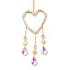 Heart Natural Quartz Crystal Chips Hanging Ornaments HJEW-G024-01B-2