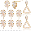 BENECREAT 10Pcs Brass Clear Cubic Zirconia Stud Earring Findings KK-BC0008-76-1